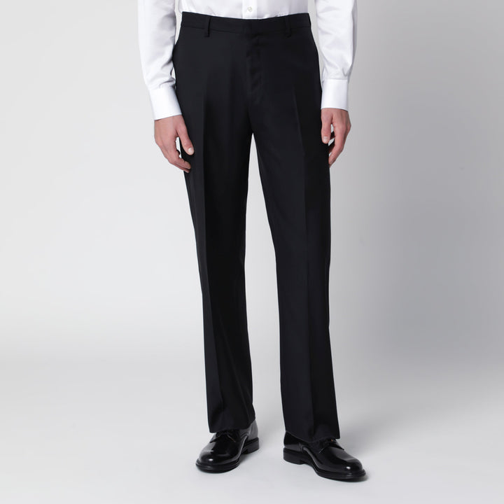 È Po Ca Black Double-Breasted Suit In Wool
