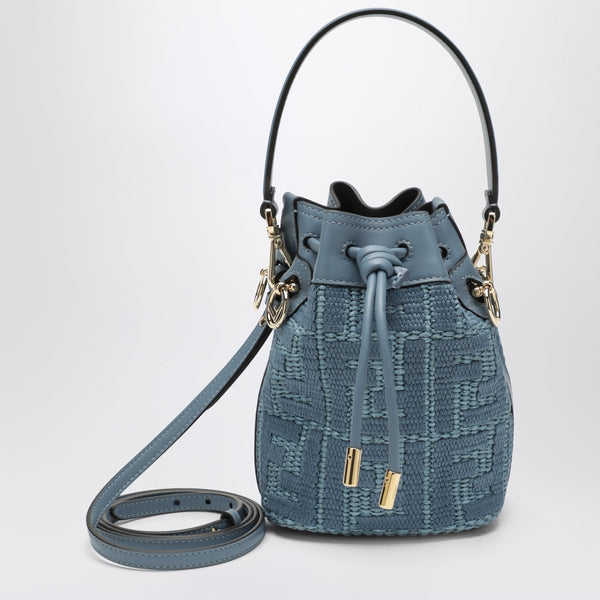 Mon Tresor Mini Bag In Canvas With Cerulean Blue Ff Embroidery