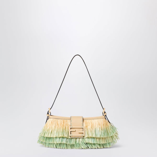 Fendi Baby B Mini Bag In Light Green Ombré Raffia