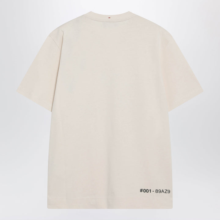 Moncler Grenoble Camiseta de Algodón Marfil Con Logo