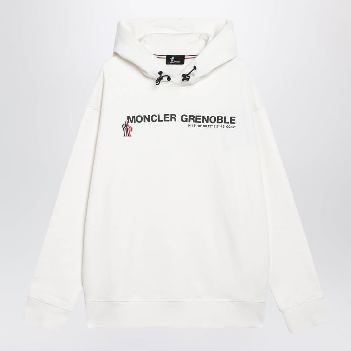 Moncler Grenoble Weißes Kapuzensweatshirt aus Baumwolle mit Koordinaten