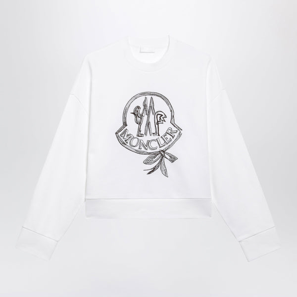 White Cotton Sweatshirt With Embroidered Logo