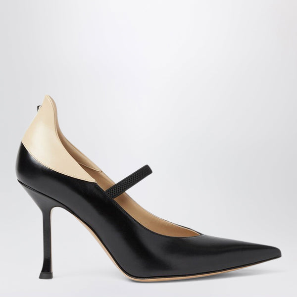 Fendi Nude Court Shoes In Black And Beige Leather