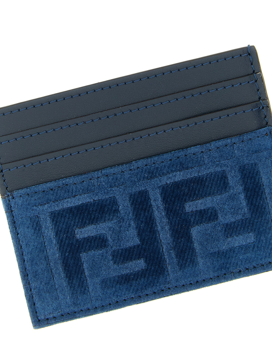 Fendi Ff Denim Card Holder Portafogli - Blu | 535813ce12dce3b13cae1a563b59a0357b0cb3c9