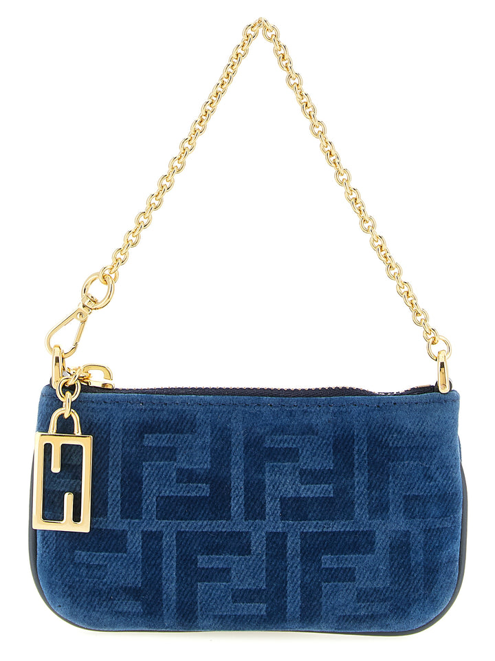 Fendi Ff Mini Denim Pouch Accessori - Blu | d34a97318a9869d91d110714b75d1b4de6dc188a