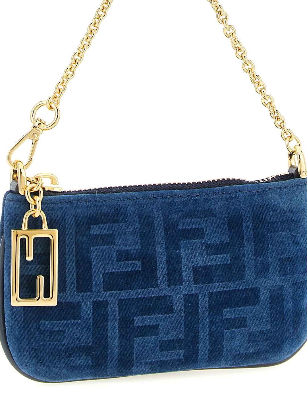 Fendi Ff Mini Denim Pouch Accessori - Blu | 63a92e7ea9d8ec4fceac17cb02e8fa7b02ace5c9