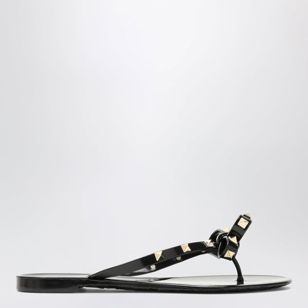 Black Rockstud Flat Sandals