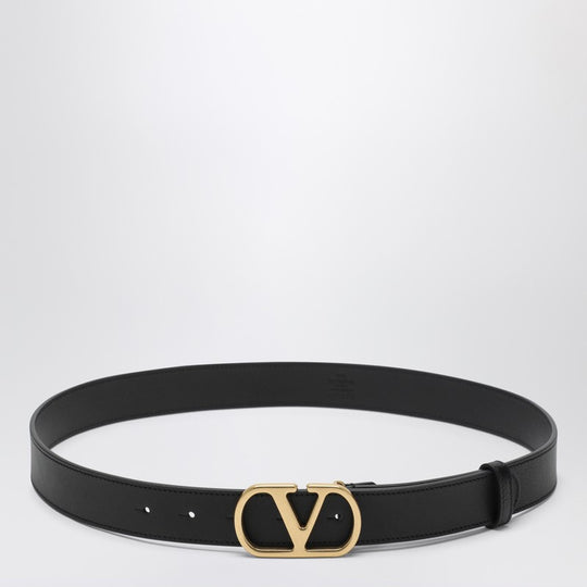 Black 3 Cm Vlogo Signature Leather Belt