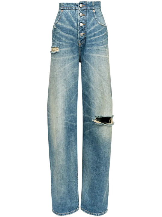 Jeans Dritti Con Effetto Vissuto