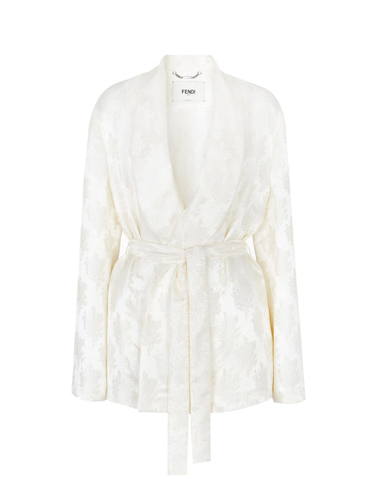 Jacquard Silk Blazer With Floral Motif