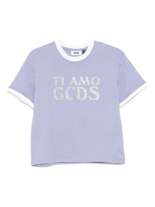 T-Shirt Boxy Con Glitter Ti Amo Gcds