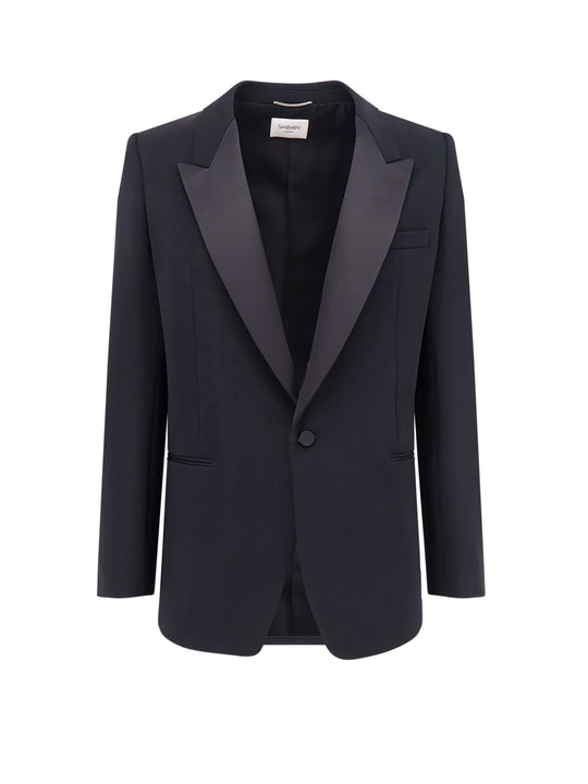 Certified Wool Blazer With Satin Lapel