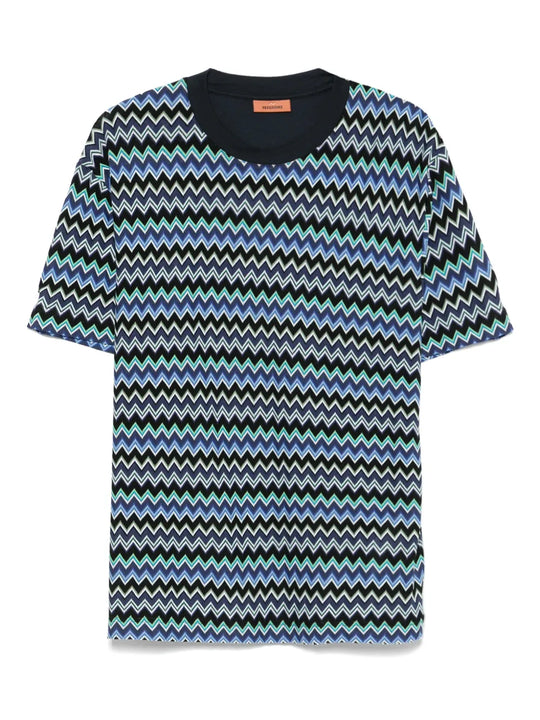 T-Shirt Con Stampa A Zigzag