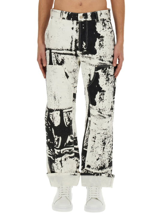 Workwear Jeans With Fold Print