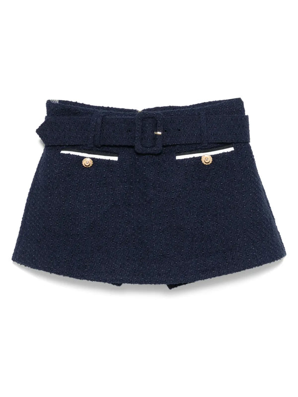 Minifalda En Tejido Bouclé Con Pantalón Corto