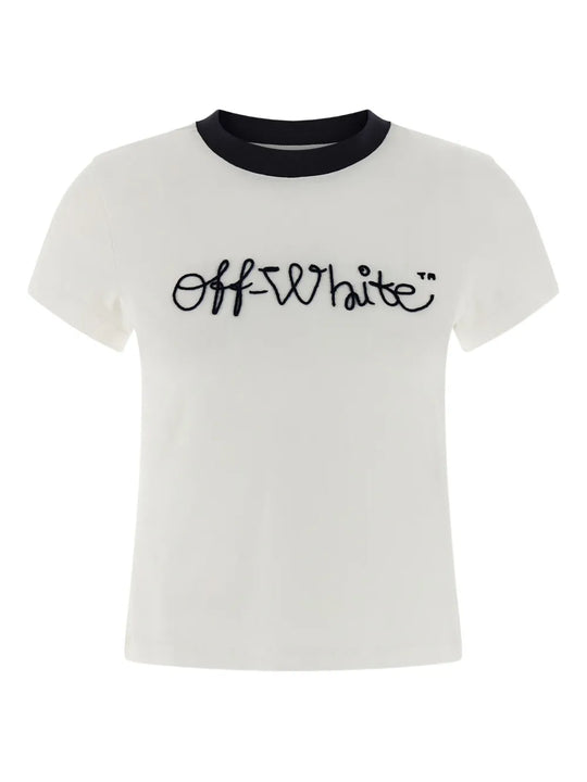 T-Shirt Script Con Ricamo