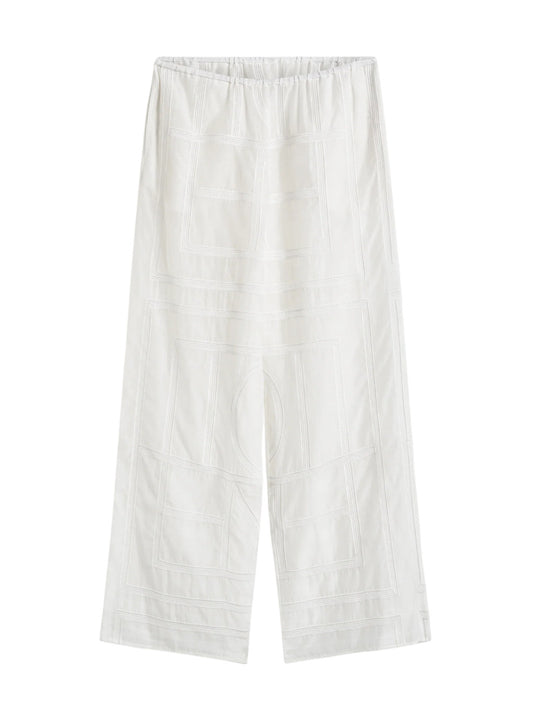 Pantaloni All`Uncinetto Con Monogramma Bianco