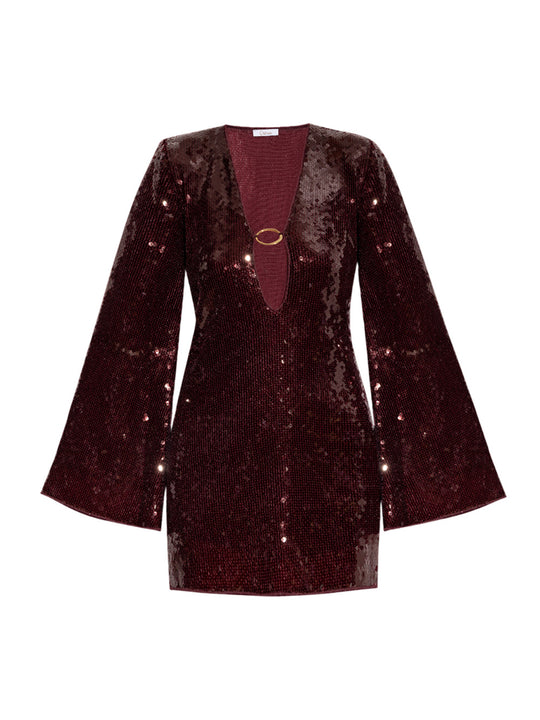 Abito Con Paillettes Oseree Burgundy