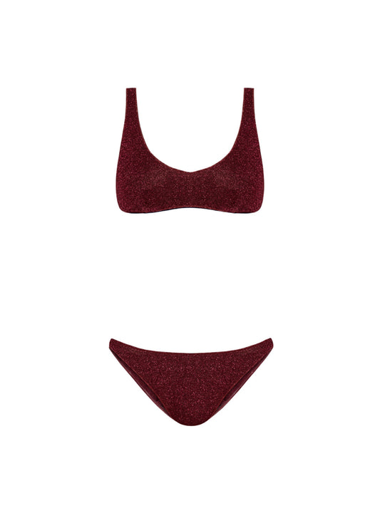 Oseree Burgundy Costume Da Bagno Due Pezzi