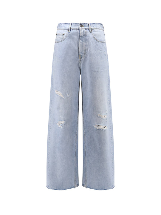Morgan Wide Leg Jeans With Stars Iconic Detail