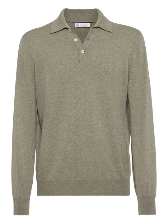 Maglione In Cashmere Con Colletto Polo