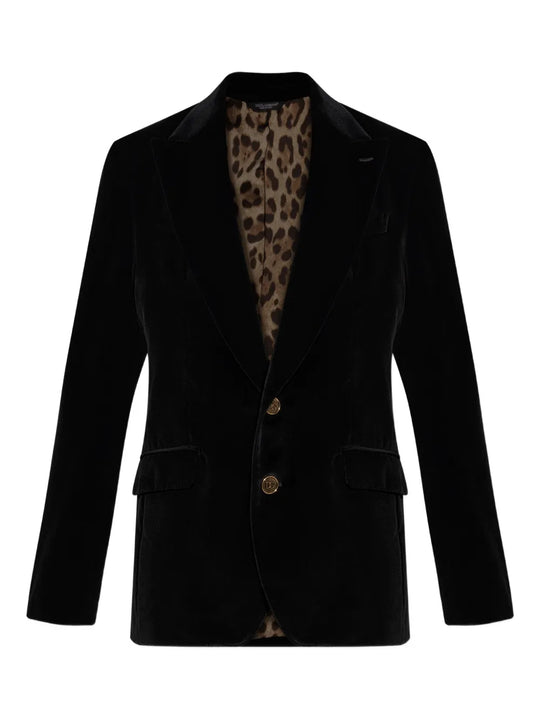 Velvet Notched-Lapel Blazer