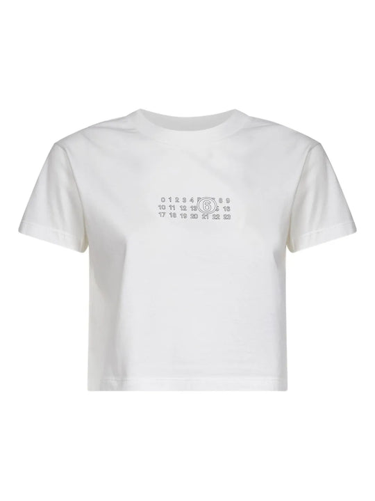 T-Shirt Crop Con Grafica Numerica