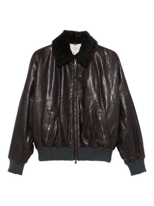 Giacca In Pelle Con Collo In Shearling