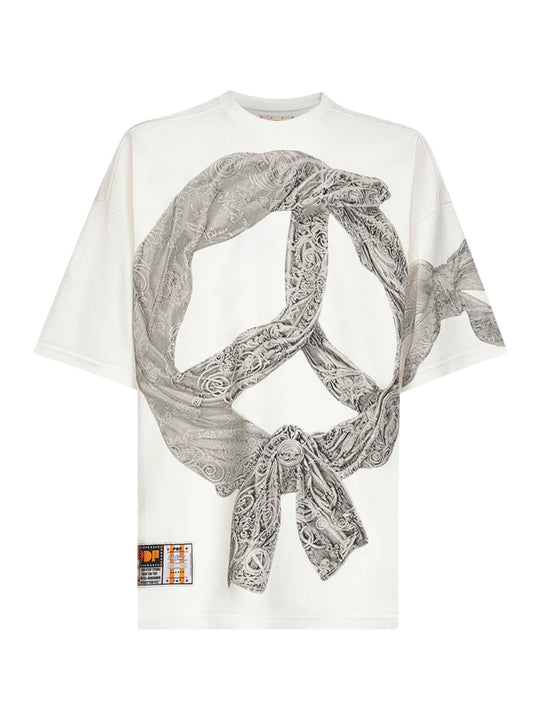 T-Shirt Stampata In Jersey Di Cotone Bianco