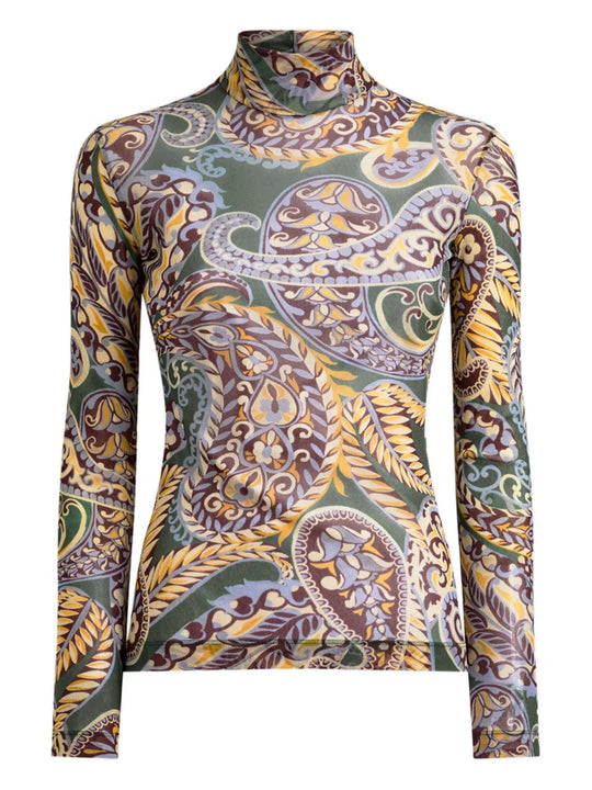 Top A Collo Alto Con Motivo Paisley