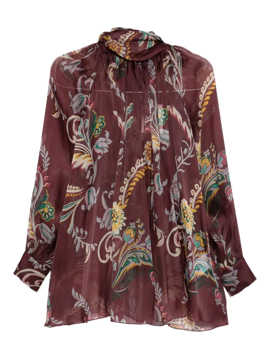 Blusa In Seta Con Stampa Paisley