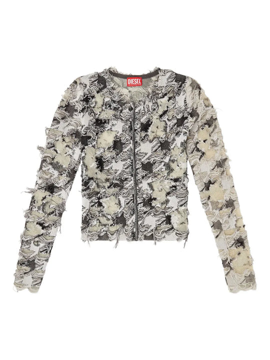 Cardigan In Pied-De-Poule Jacquard