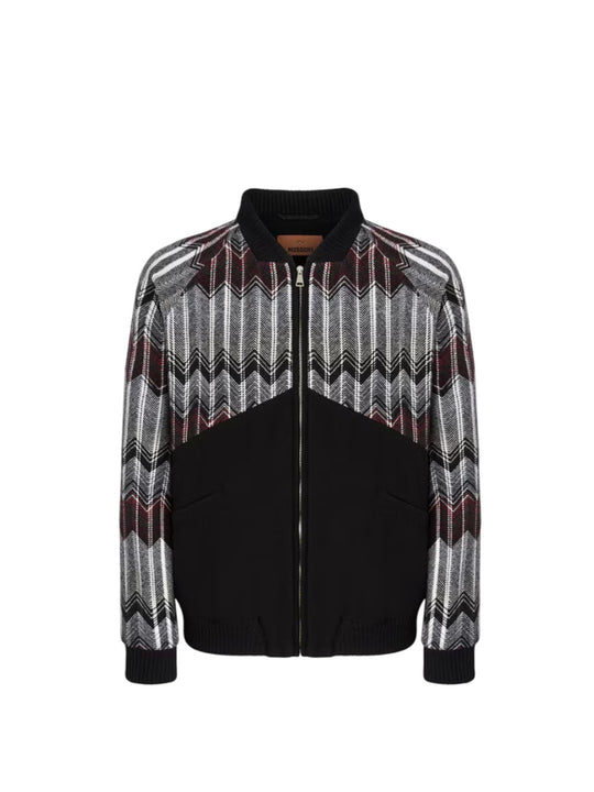 Bomber Con Inserto Zig Zag In Misto Lana