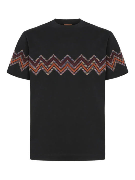 T-Shirt Con Stampa A Zigzag