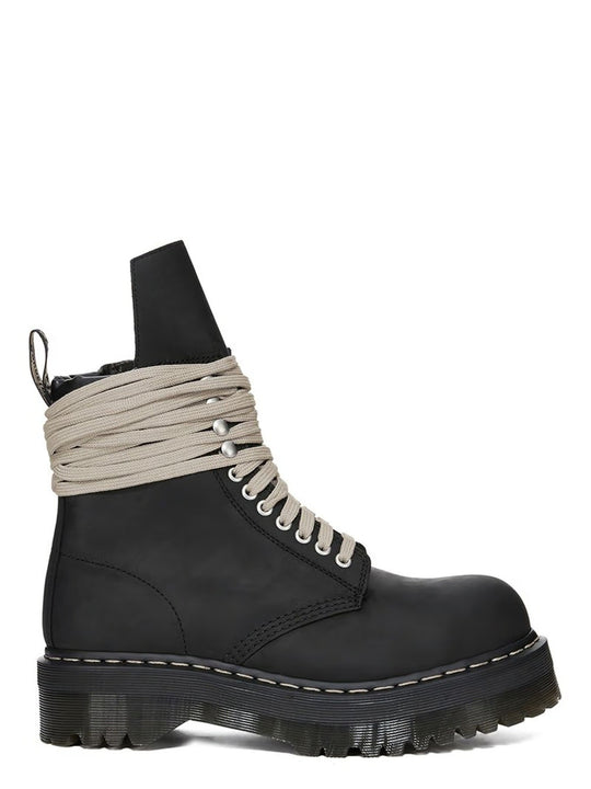 Dr. Martens X Rick Owens Fw25 Stivali Con Suola Quadrupla E Punta In Acciaio In Pelle Nabuk Oleosa