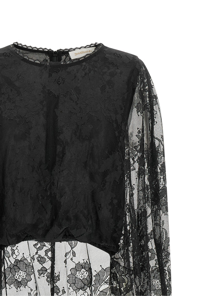 Zimmermann Valiant Lace Caped Top Abiti - Nero | 649722705b36810aaf6d6f4098e9aaaf740ea667