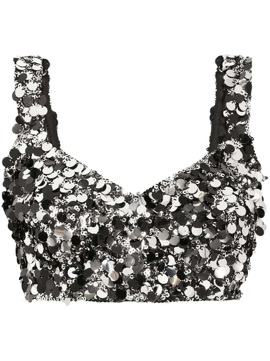 Top Crop Con Paillettes