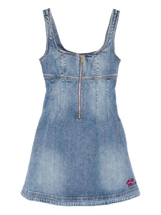 Abito Corto In Denim Con Zip