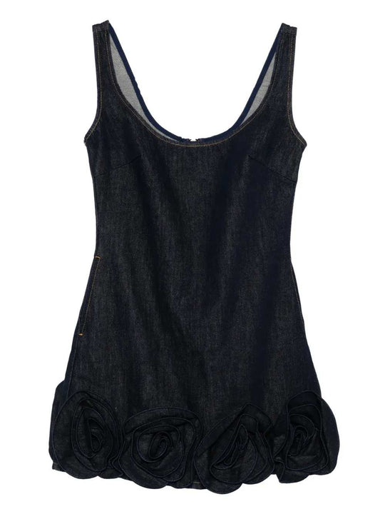 Abito Corto Con Applicazione Floreale