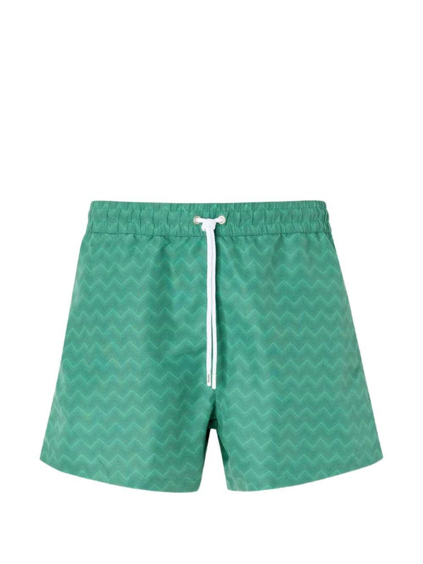 Pantaloncini Da Bagno Con Coulisse E Motivo A Zigzag