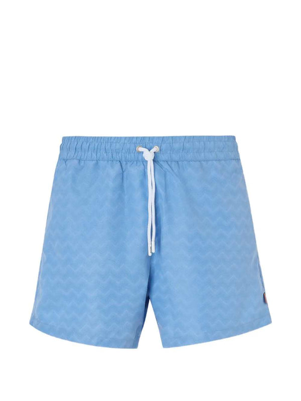 Pantaloncini Da Bagno Con Coulisse E Motivo A Zigzag