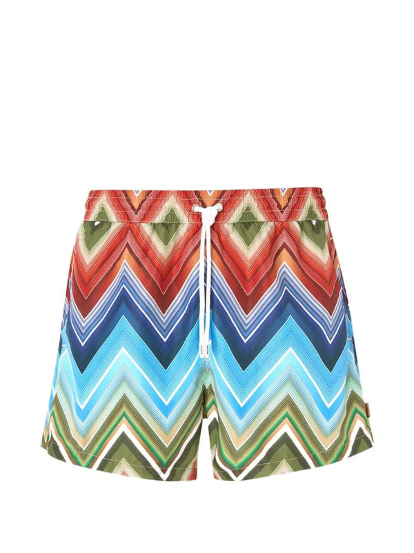 Pantaloncini Da Bagno Con Stampa A Zigzag