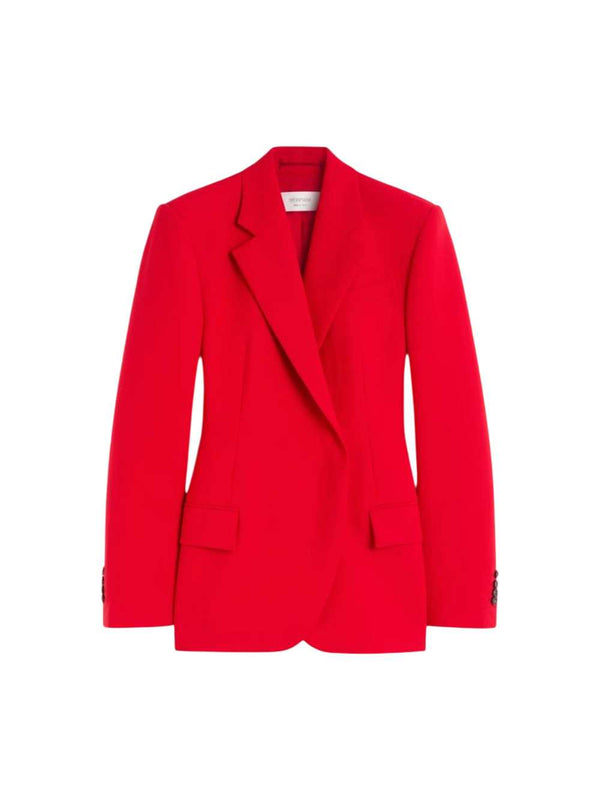 Blazer Doppiopetto In Lana Stretch - Rosso