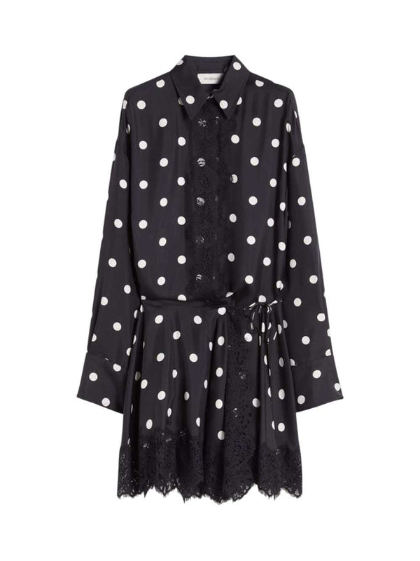 Abito Corto Con Pizzo - Nero