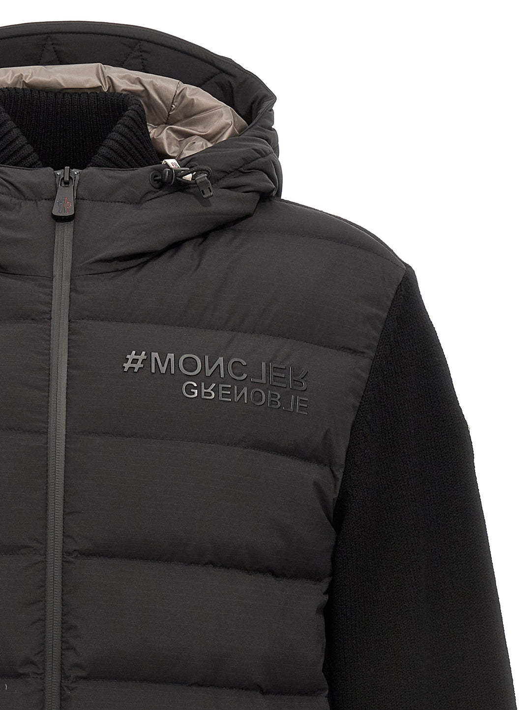 Moncler Grenoble Bimaterial Cardigan Maglioni - Nero | 50f1efb921705652fae7514c2f036ced86ef5fd4