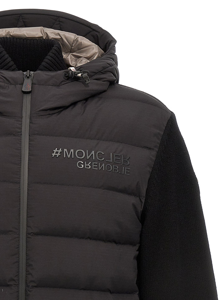 Moncler Grenoble Bimaterial Cardigan Maglioni - Nero | 50f1efb921705652fae7514c2f036ced86ef5fd4