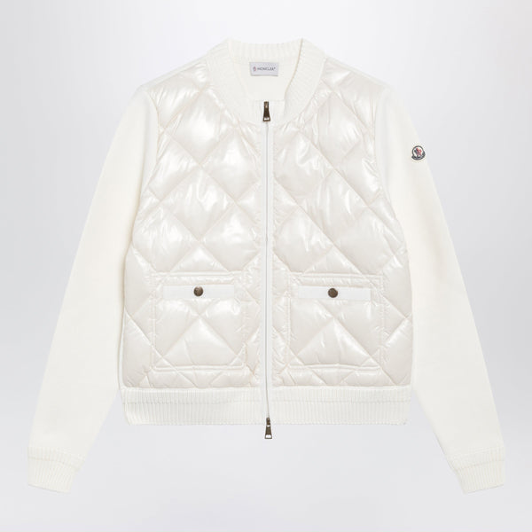 White Padded Zip-Up Sweatshirt