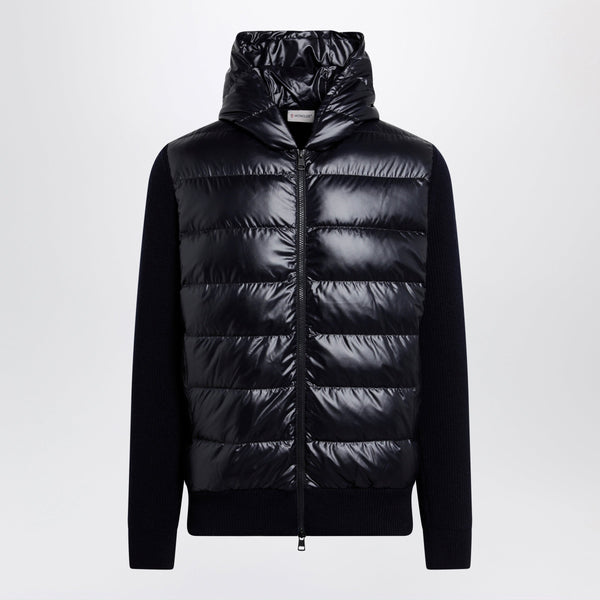 Blue Padded Wool Zip-Up Hoodie