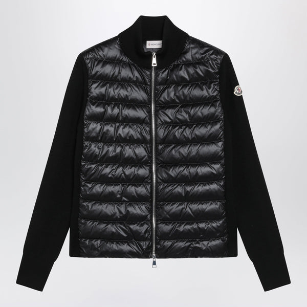 Black Padded Zip-Up Cardigan