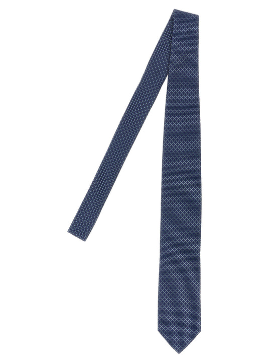 Patterned Silk Tie Cravatte Blu